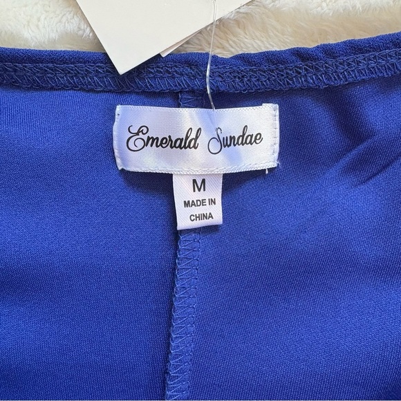 Emerald Sundae Asymmetrical Cocktail Dress Blue NET Women’s Medium - Picture 3 of 8